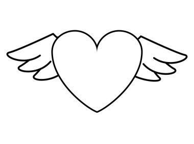 Siyah Beyaz kanatlı kalp