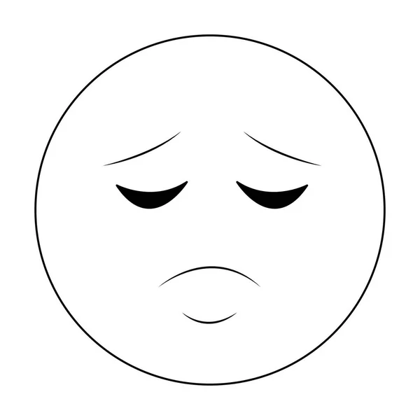 Sad chat emoticon in black and white — Stock Vector