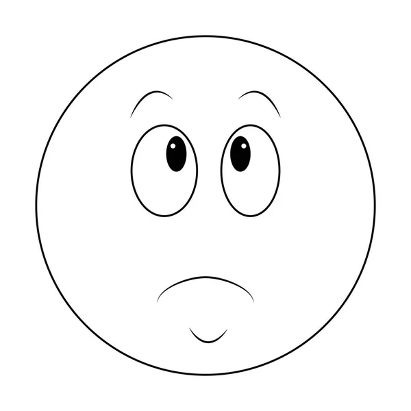 Emoticono de chat triste en blanco y negro — Vector de stock