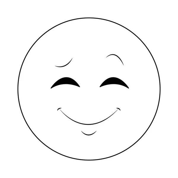 Emoticon bate-papo sorridente em preto e branco —  Vetores de Stock