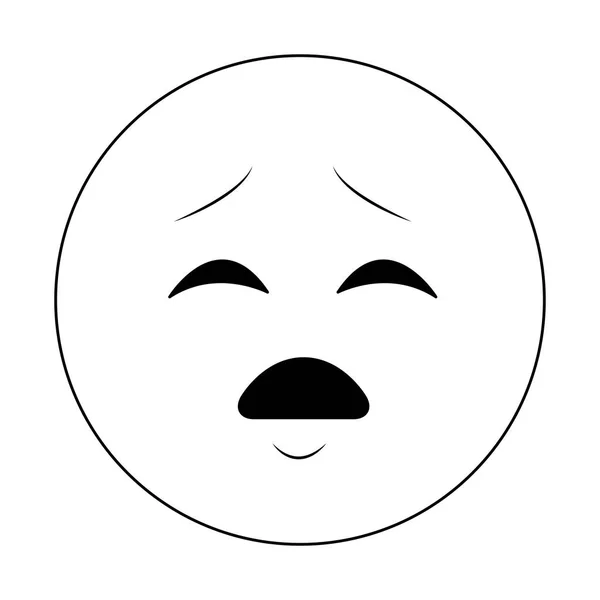 Emoticon bate-papo preocupado em preto e branco —  Vetores de Stock