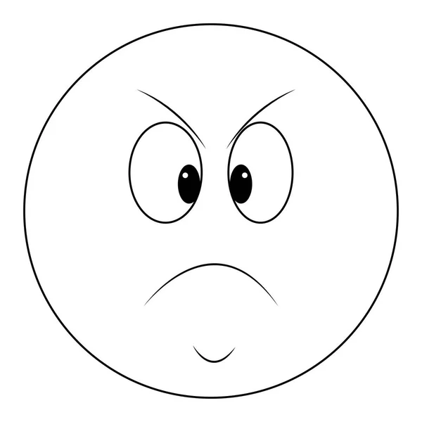 Emoticon bate-papo irritado em preto e branco —  Vetores de Stock