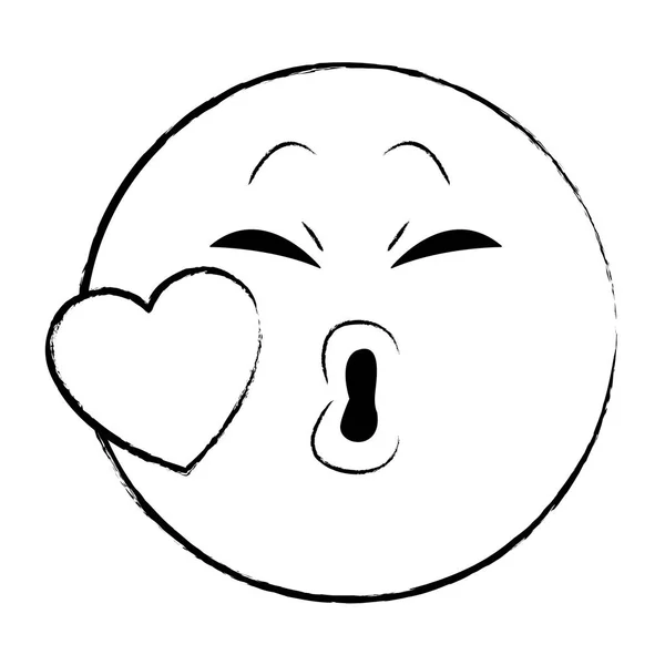 Beso chat emoticono boceto — Vector de stock