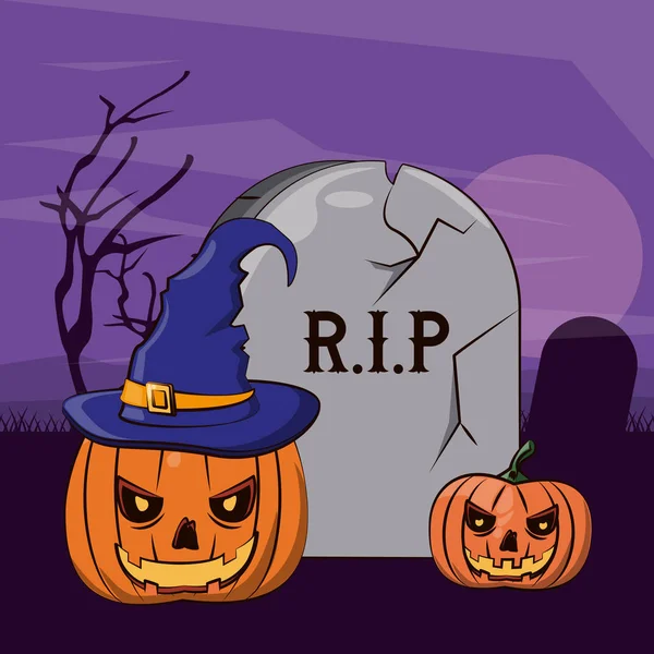 Halloween desenhos animados assustadores — Vetor de Stock