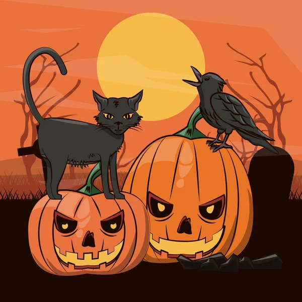 Halloween de dibujos animados de miedo — Archivo Imágenes Vectoriales