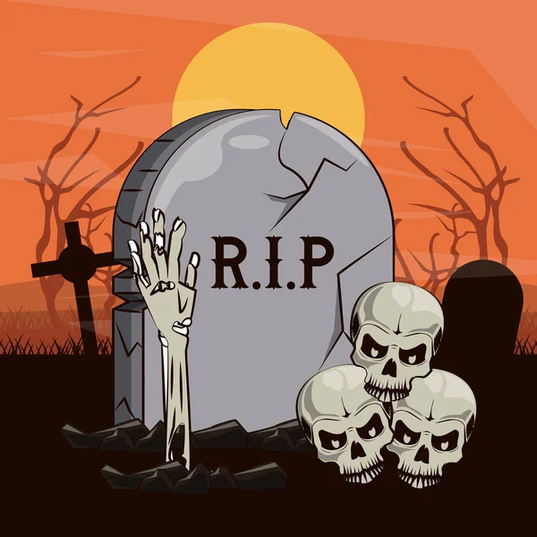 Halloween enge cartoons — Stockvector