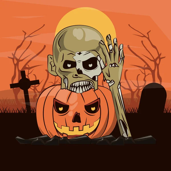 Halloween desenhos animados assustadores — Vetor de Stock