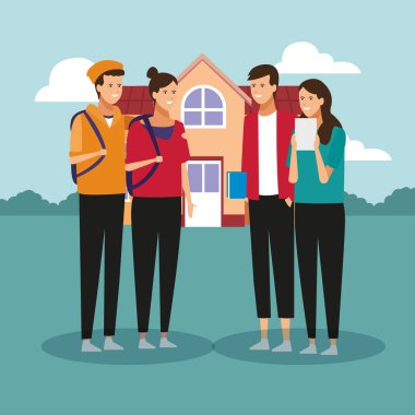 Öğrenciler konuşuyor karikatür