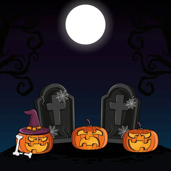 Halloween desenhos animados assustadores — Vetor de Stock