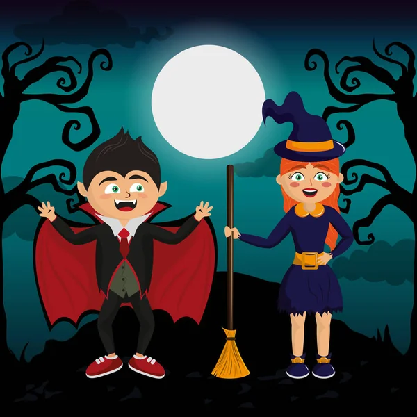 Kids and halloween — Stock Vector