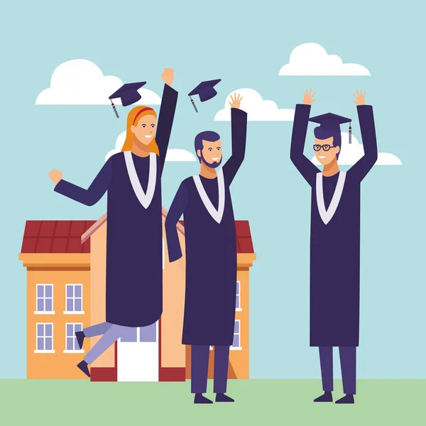 Students graduation cartoon — Stock Vector