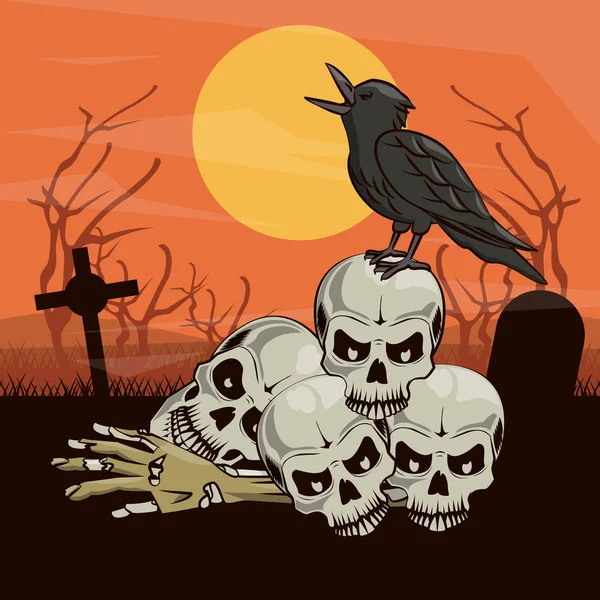 Kreslené filmy scary Halloween — Stockový vektor