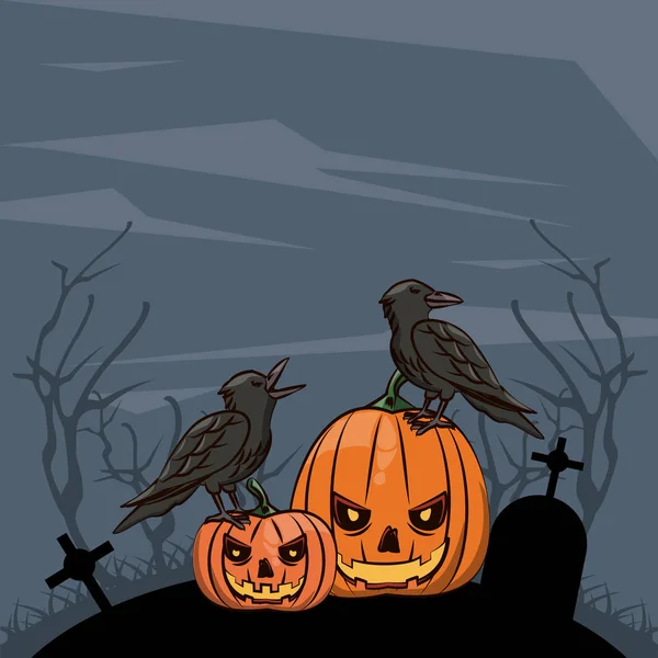 Halloween desenhos animados assustadores — Vetor de Stock