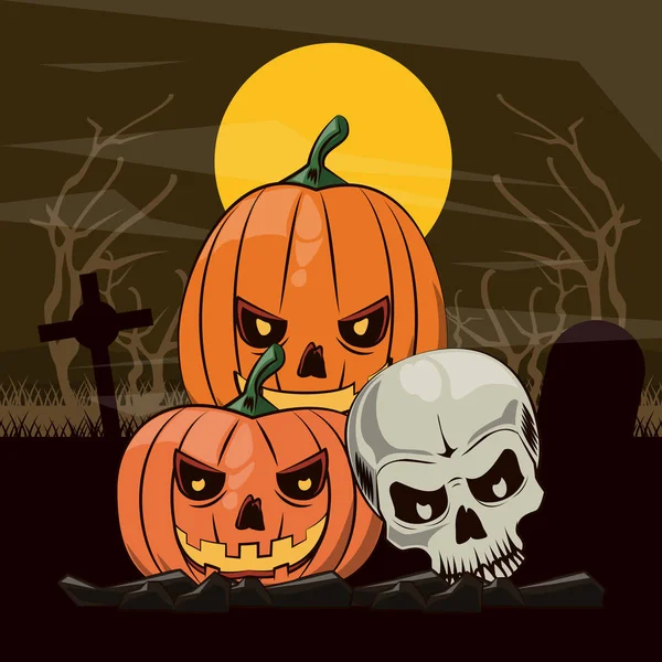 Страшные карикатуры на Хэллоуин — стоковый вектор