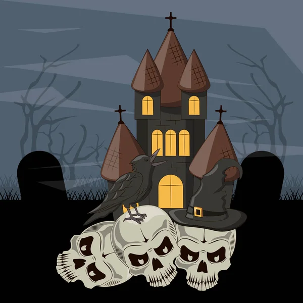 Halloween desenhos animados assustadores —  Vetores de Stock