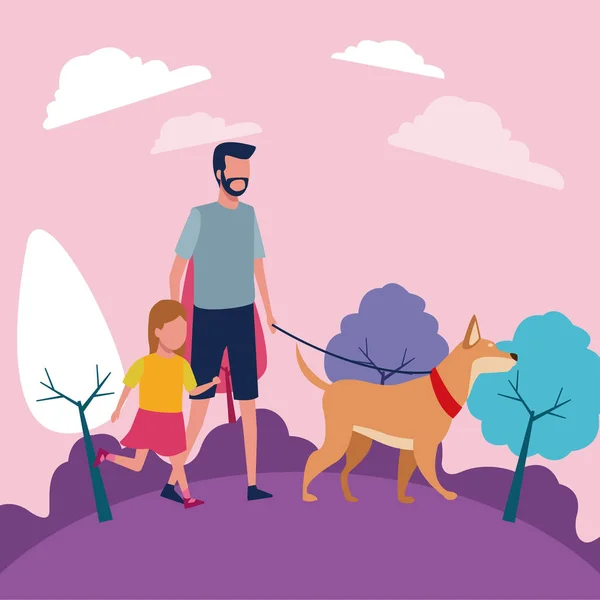 Familia en el parque — Vector de stock