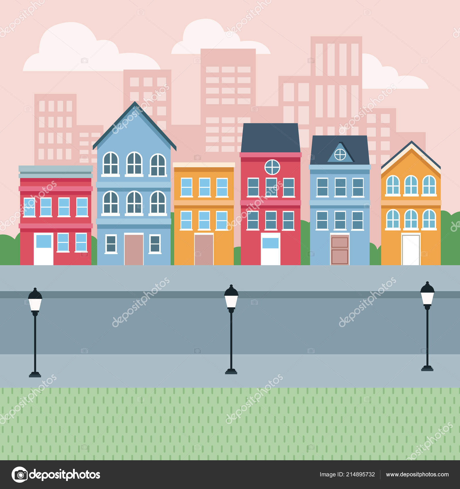 Paysage Urbain Dessins Animes Image Vectorielle Jemastock C 214895732