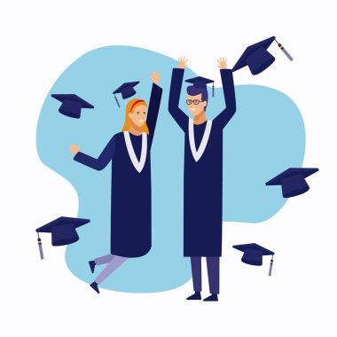 Öğrencilerin mezuniyet karikatürler