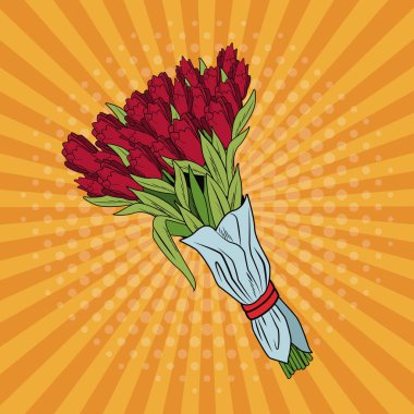 buket anneler günü mutlu pop sanat vektör ilustrtation simgesi