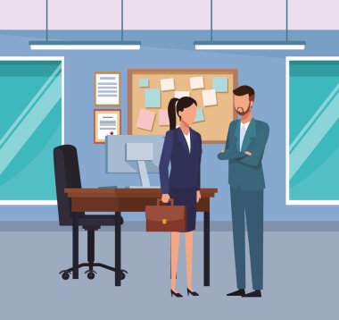 Ofiste çalışan iş adamları illüstrasyon grafik tasarım vektör