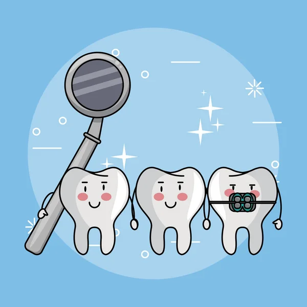 Caricaturas de cuidado dental — Vector de stock