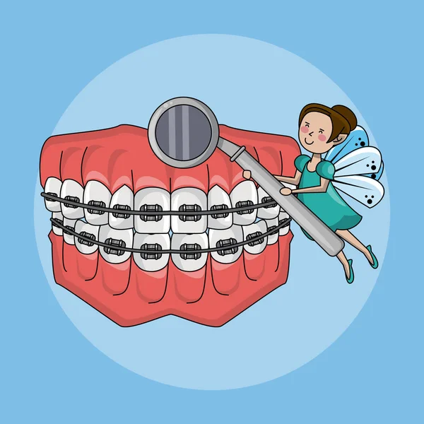 Fada dos dentes e cuidados dentários — Vetor de Stock