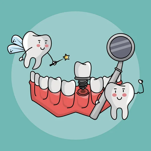 Diş perisi ve diş bakımı — Stok Vektör