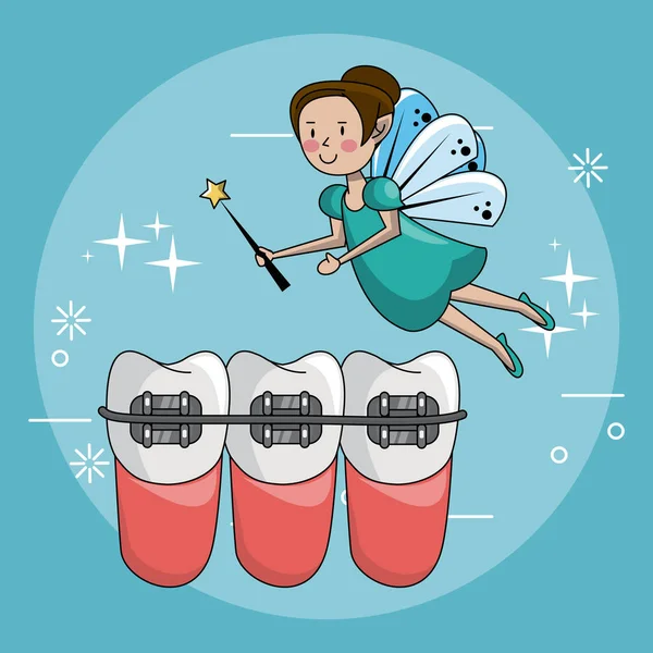 Tooth fairy- és fogápolás — Stock Vector