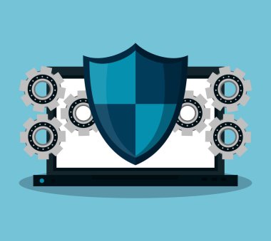 Ofis ve iş teknoloji öğeler ve simgeler vektör çizim grafik tasarım