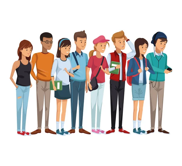 öğrenciler genç duran renkli küme grup