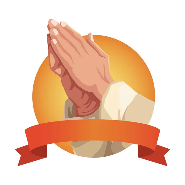 Ruce se modlí znamení — Stockový vektor