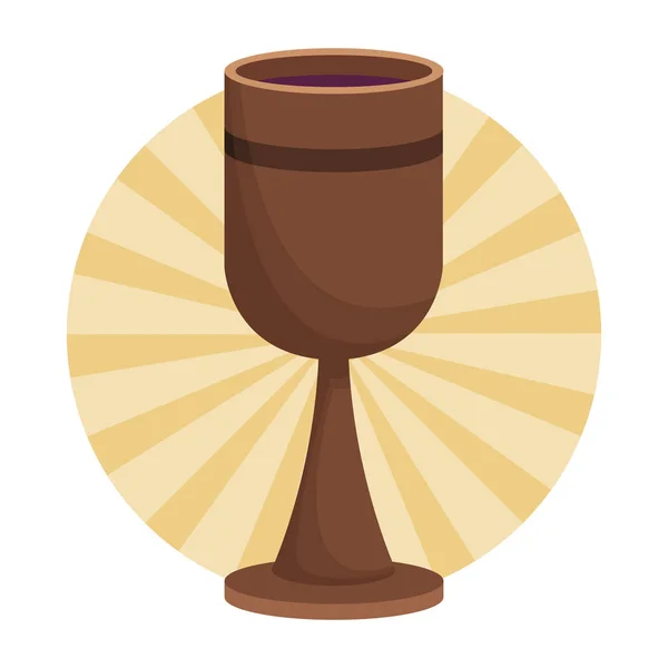 Wooden chalice wine — Stock Vector