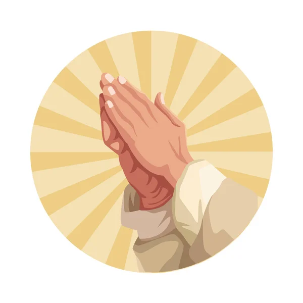 Mãos sinal de oração — Vetor de Stock
