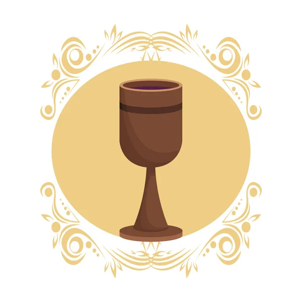 Деревянное чашечное вино — стоковый вектор