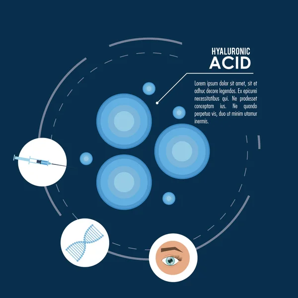 Infografica iniezione filler acido ialuronico — Vettoriale Stock