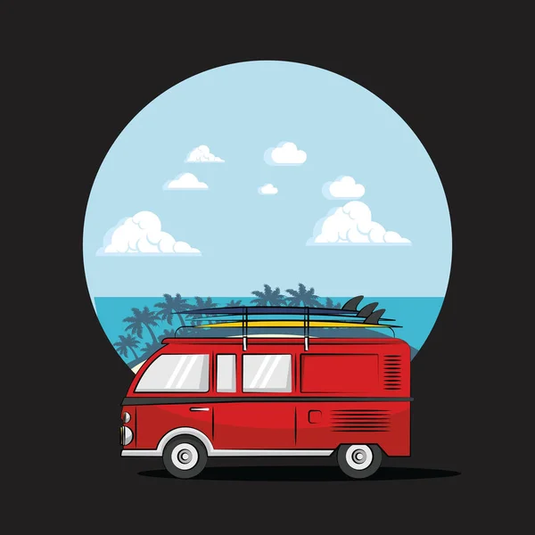 Thème de style de vie surf tropical — Image vectorielle
