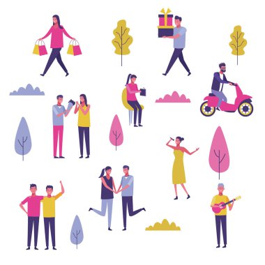 Gençler açık havada eğleniyor kümesi