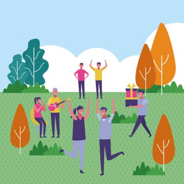 bir grup insan yaz Park'ta