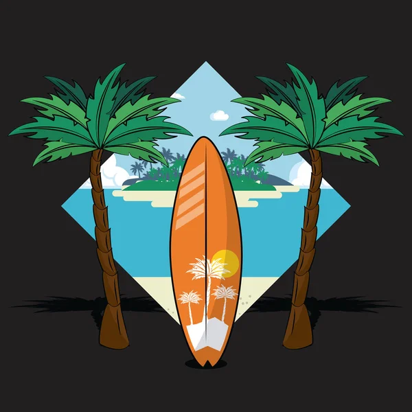 Tema de estilo de vida de surf tropical — Vector de stock