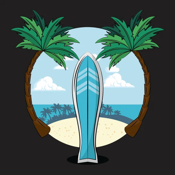 Thème de style de vie surf tropical — Image vectorielle