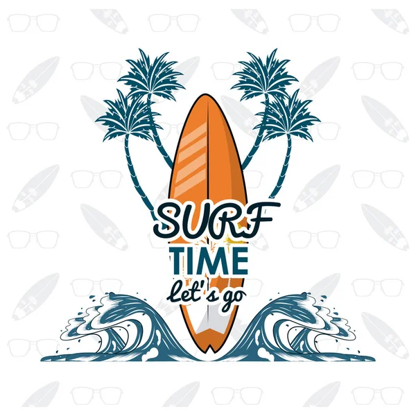 Tema stile di vita surf tropicale — Vettoriale Stock