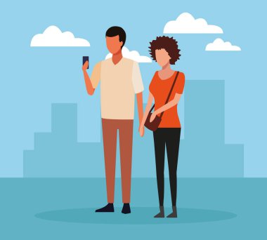 Genç çift çizgi film