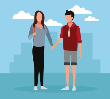 Genç çift çizgi film