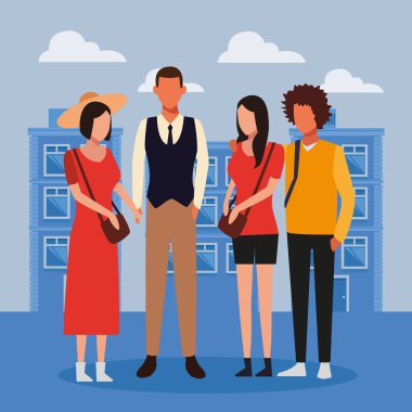 İnsanlar toplantı çizgi film