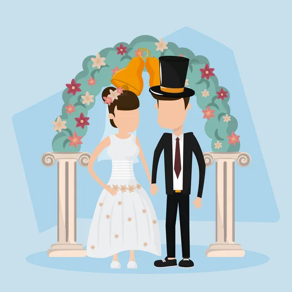 Bruiloft net getrouwd kaart — Stockvector