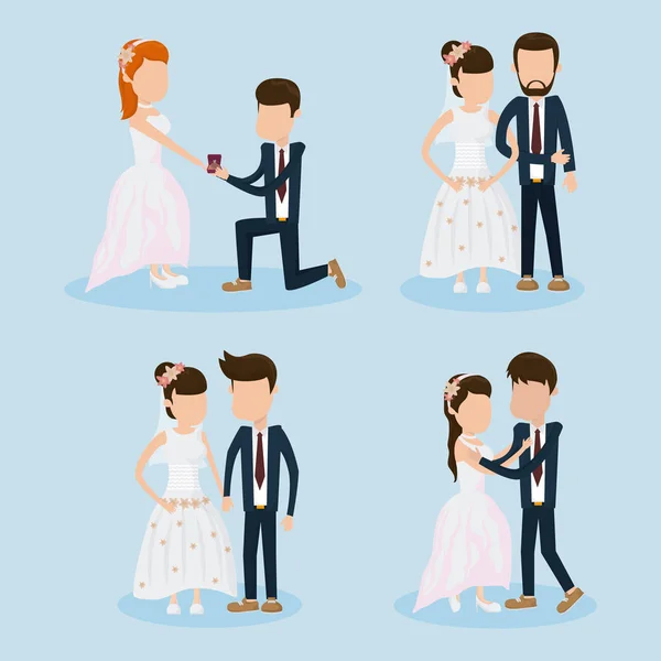 Set of wedding couple — Stock Vector