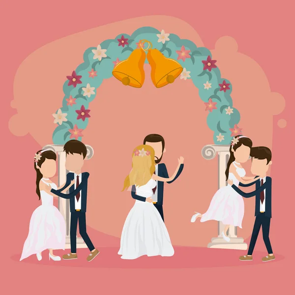 Boda recién casada — Vector de stock