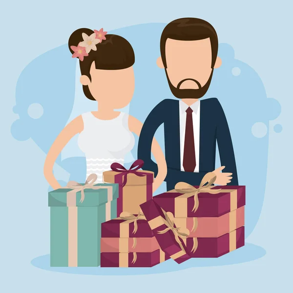 Düğün, yeni kart evli — Stok Vektör