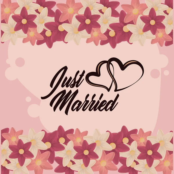 Apenas casado cartão de casamento — Vetor de Stock