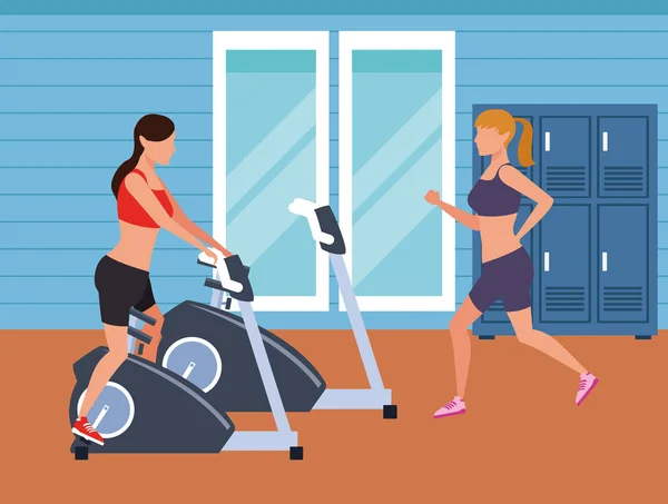 Gente de fitness y gimnasio — Vector de stock